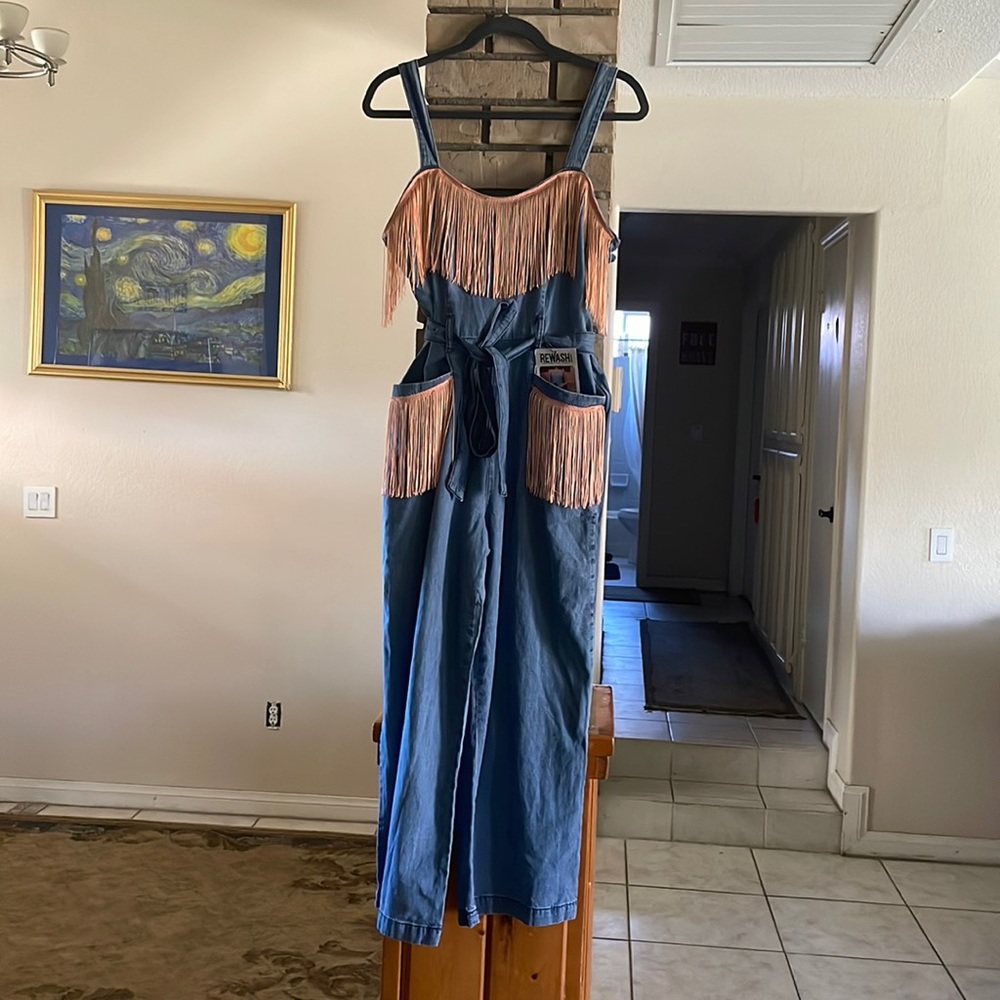 Georgia peach denim fringe jumper size M